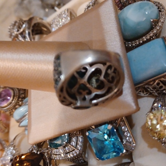 SALE! SALE! Genuine,  Domincan Republic, Larimar and   blue topaz ring! Sz. - Picture 7 of 7